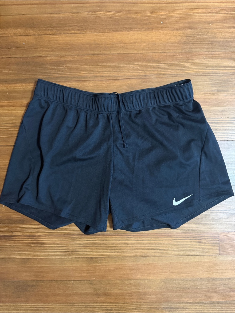 Nike Women's Black Athletic Shorts with White Swoosh